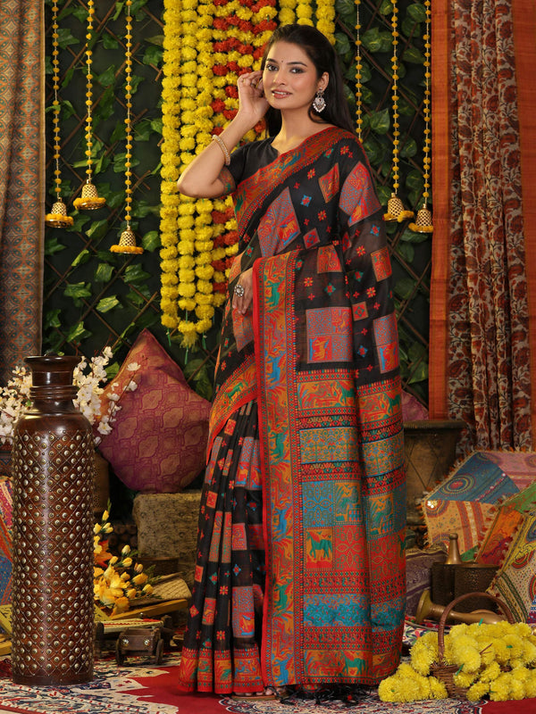 Astita Linen Cotton Black Saree
