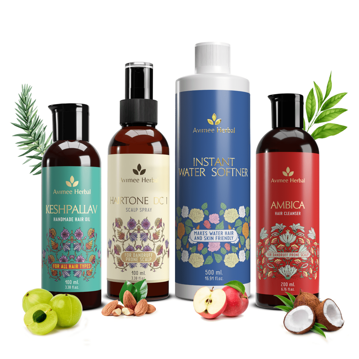 Avimee Herbal Anti Dandruff Kit With Keshpallav Hair Oil & Instant Water Softener, Fights Dandruff & Moisturises Scalp Naturally, - Distacart