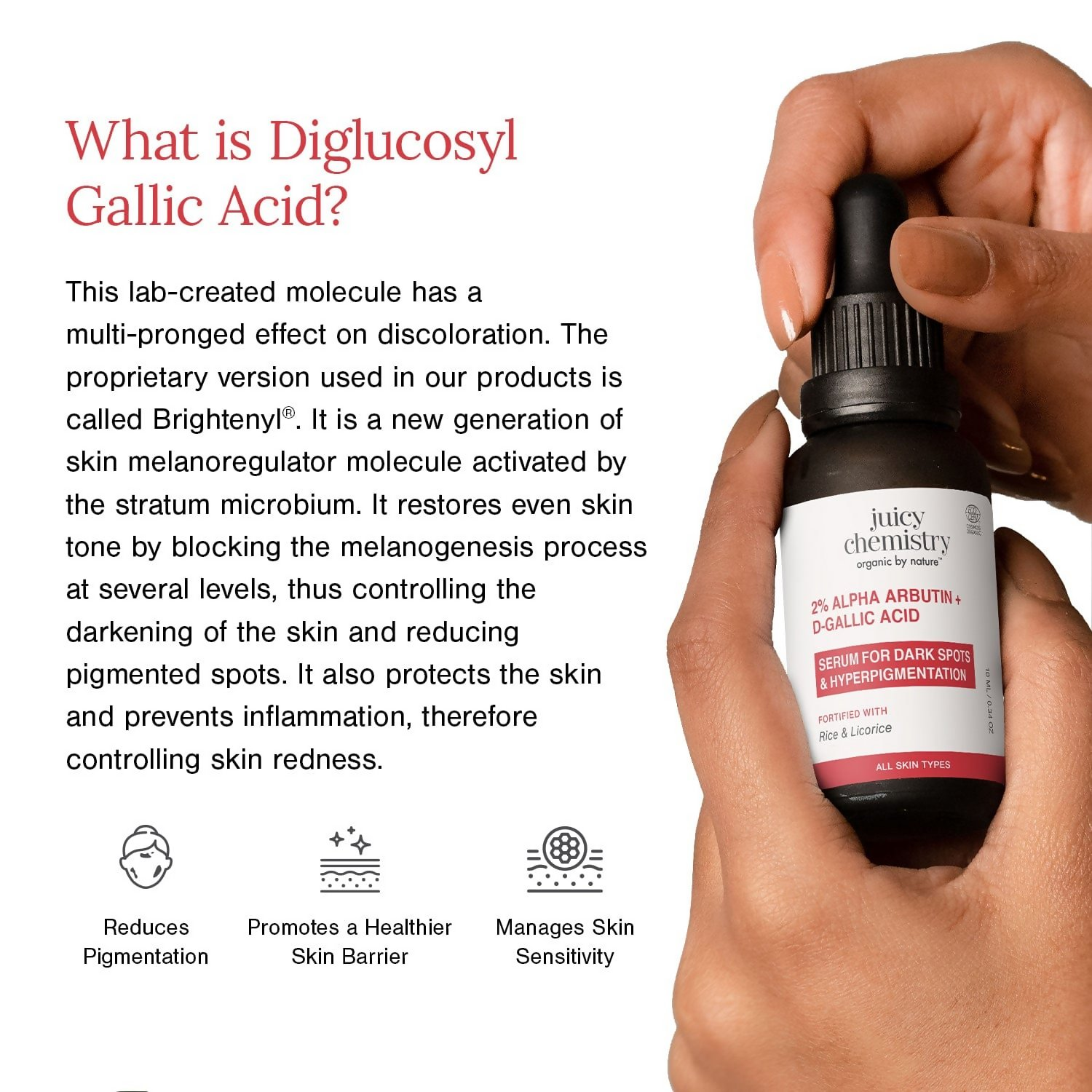 Juicy Chemistry 2% Alpha Arbutin + D-Gallic Acid Face Serum - Distacart