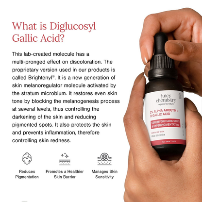 Juicy Chemistry 2% Alpha Arbutin + D-Gallic Acid Face Serum - Distacart