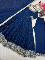 Thumbnail for Teeya Creation Royal Blue Color Pure Vichitra Silk Embroidery Work Party Wear Gown