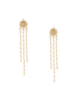 Thumbnail for Ruby Raang Gold Long Kundan & Pearl Dangler Earrings