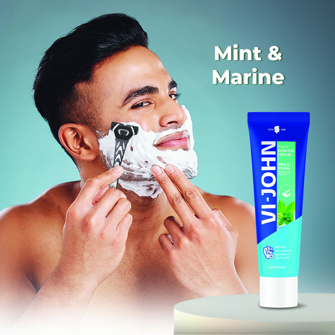 VI-JOHN Dermatologically Tested Vitamin-E enriched Anti Bacterial Mint & Marine Shaving Cream - Distacart