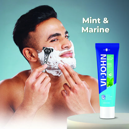 VI-JOHN Dermatologically Tested Vitamin-E enriched Anti Bacterial Mint & Marine Shaving Cream - Distacart