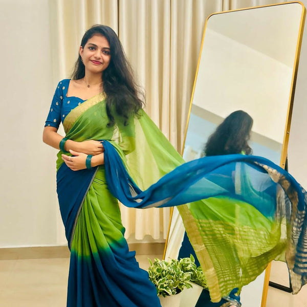 Exclusive Collection Green Party Wear Georgette Saree