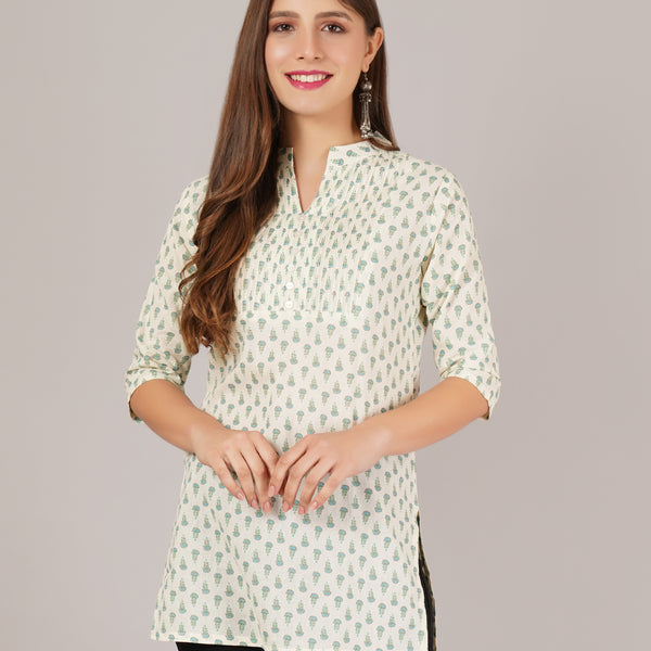 Jaitra Apparels Women Printed Rayon Straight Kurta (Off White)