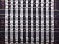 Thumbnail for White and Black Pochampally Ikat Cotton Handloom Saree with Strips Design No Blouse - Global Threads - Distacart