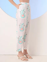 Thumbnail for Yufta White And Blue Cotton Straight Kurta Pant Dupatta Set