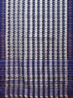 Thumbnail for White and Blue Pochampally Ikat Cotton Handloom Saree with Strips Design No Blouse - Global Threads - Distacart