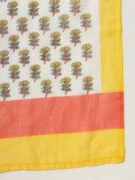 Thumbnail for Yufta White And Yellow Floral Print Cotton Sequins Work Kurta Set With Pant & Dupatta
