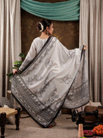 Thumbnail for Yufta White Cotton Ethnic Motifs Straight Kurta Dupatta Pant Set
