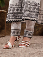 Thumbnail for Yufta White Cotton Kurta Dupatta Pant Set
