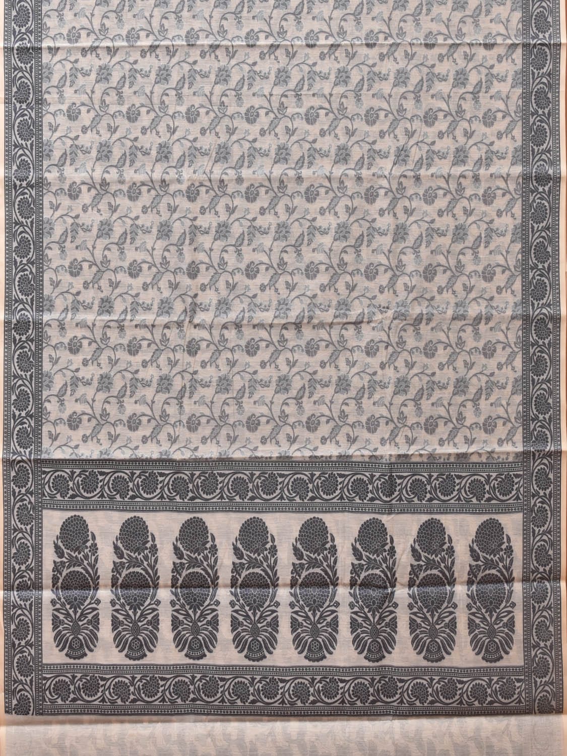 White Cut Work Sico Cotton Saree with All Over and Border Design - Global Threads - Distacart