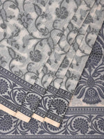 Thumbnail for White Cut Work Sico Cotton Saree with All Over and Border Design - Global Threads - Distacart