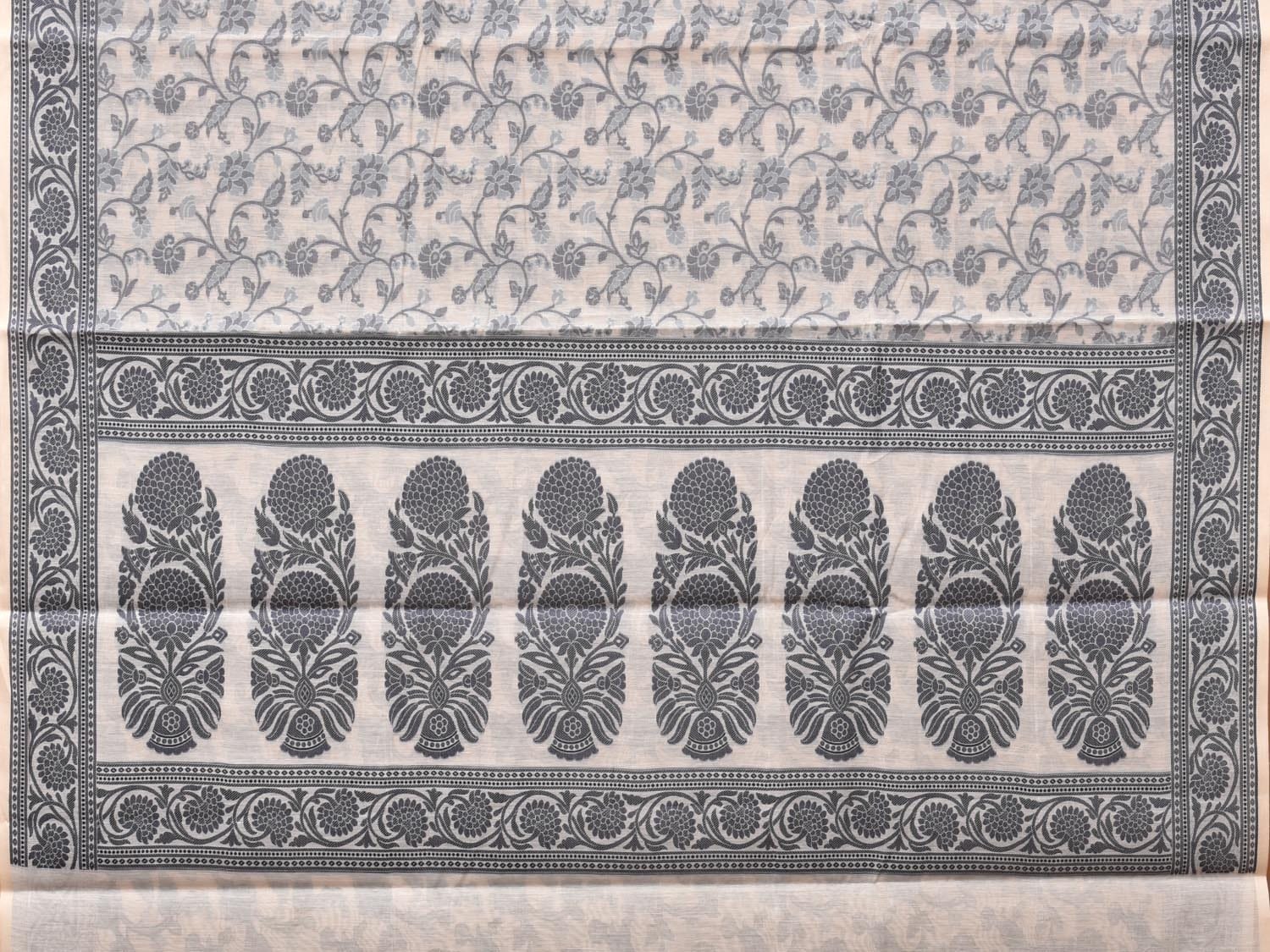 White Cut Work Sico Cotton Saree with All Over and Border Design - Global Threads - Distacart