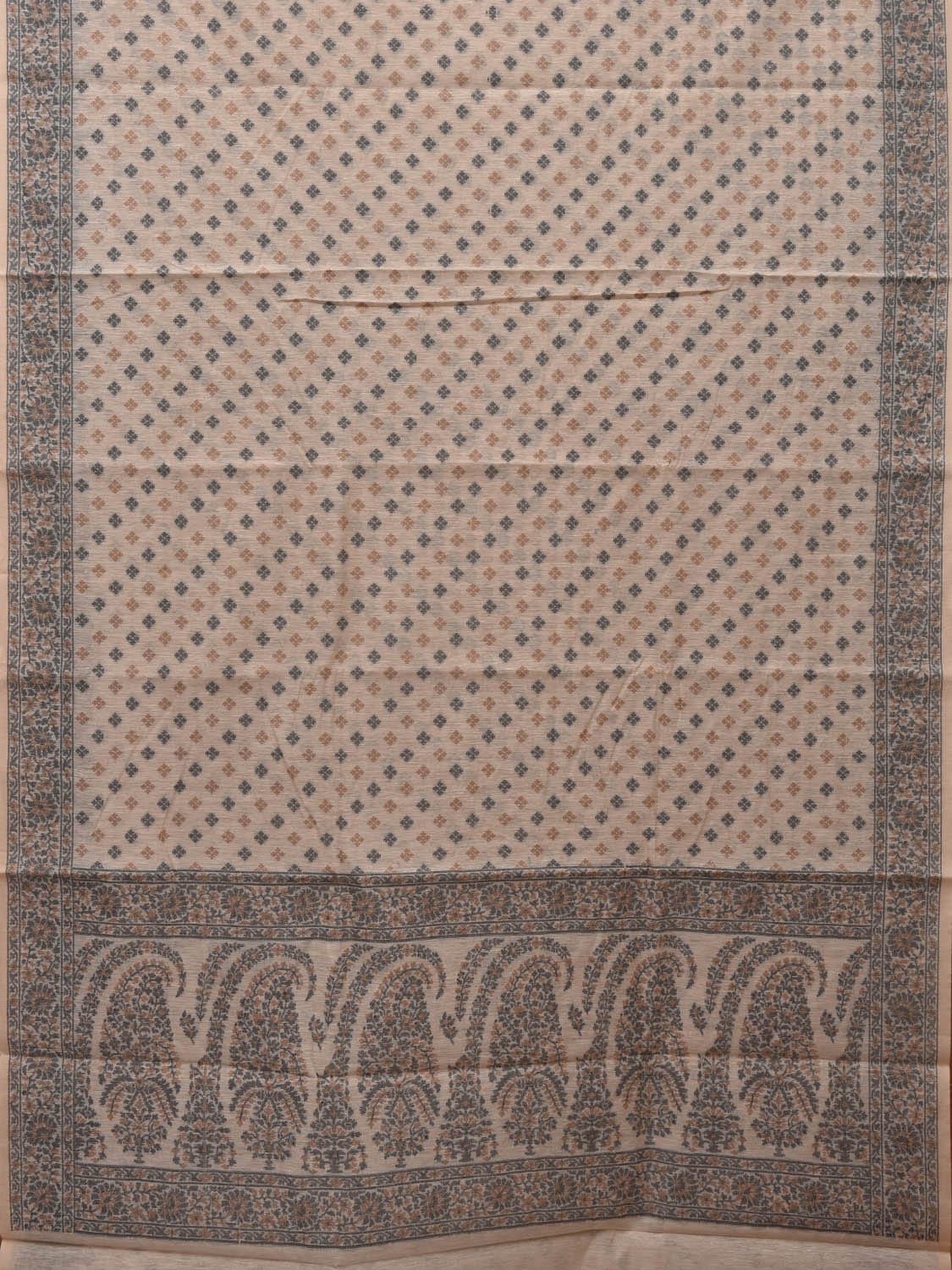 White Cut Work Sico Cotton Saree with All Over Banaras Design - Global Threads - Distacart