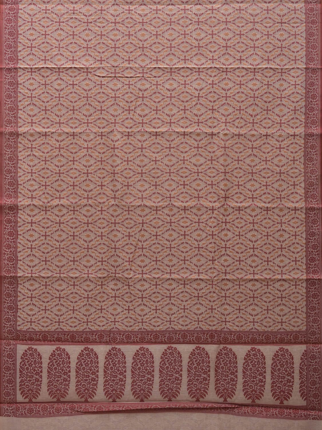 White Cut Work Sico Cotton Saree with All Over Banaras Design - Global Threads - Distacart