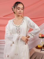 Thumbnail for Yufta White Embroidered Kurta Dupatta Pant Set