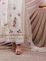 Thumbnail for Yufta White Embroidered Kurta Dupatta Pant Set