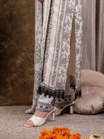 Thumbnail for Yufta White Hand_Embroidery Silk Straight Kurta And Trouser With Dupatta Set - Distacart