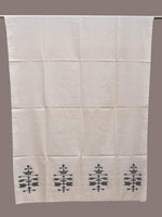 Thumbnail for White Khadi Cotton Handloom Dupatta with Dhakai Design - Global Threads - Distacart