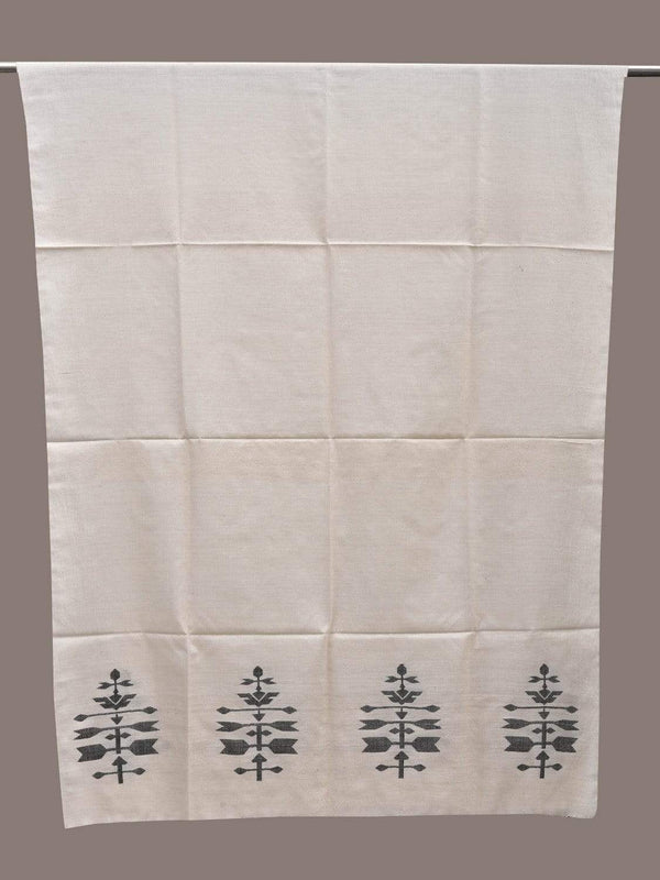 White Khadi Cotton Handloom Dupatta with Dhakai Design - Global Threads - Distacart