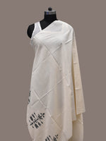 Thumbnail for White Khadi Cotton Handloom Dupatta with Dhakai Design - Global Threads - Distacart