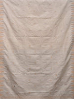 Thumbnail for White Khadi Cotton Handloom Saree with Temple Border and Buta Design - Global Threads - Distacart