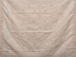 Thumbnail for White Khadi Cotton Handloom Saree with Temple Border and Buta Design - Global Threads - Distacart