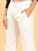 Thumbnail for BohoJazz Retro Modern Style White Linen Bell Bottom