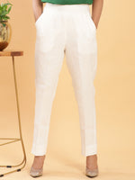 Thumbnail for BohoJazz White Linen Formal Trousers
