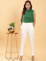 Thumbnail for BohoJazz White Linen Formal Trousers