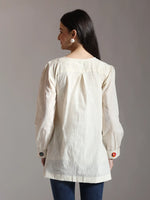 Thumbnail for Yufta White Pure Cotton Applique Work Top