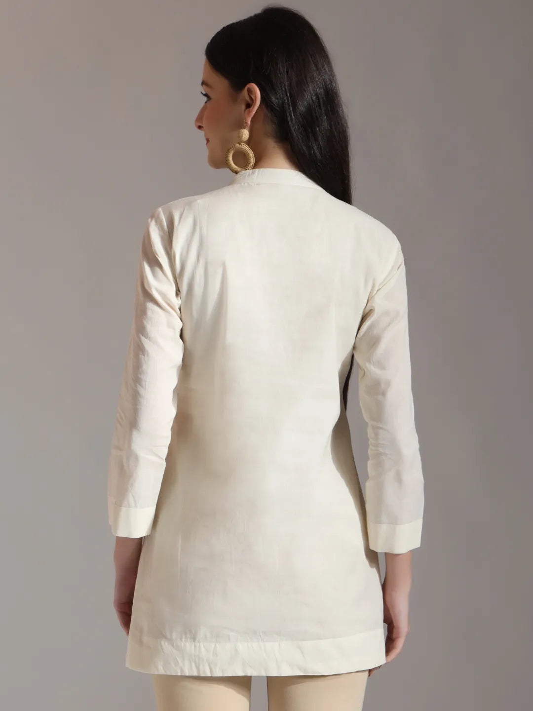 Yufta White Pure Cotton Embroidered Top