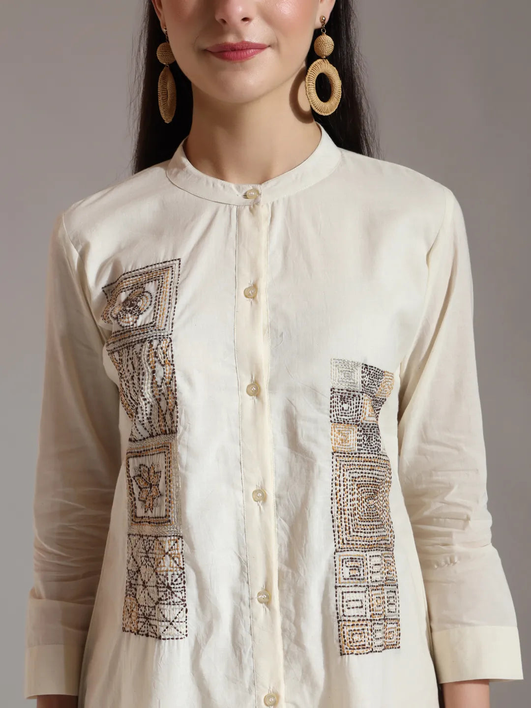 Yufta White Pure Cotton Embroidered Top