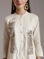 Thumbnail for Yufta White Pure Cotton Embroidered Top