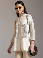 Thumbnail for Yufta White Pure Cotton Embroidered Top