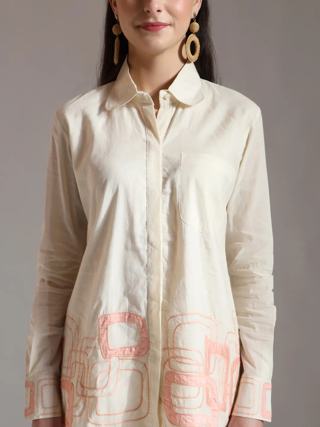 Yufta White Pure Cotton Top With Embroidery With Lining
