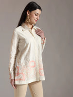 Thumbnail for Yufta White Pure Cotton Top With Embroidery With Lining