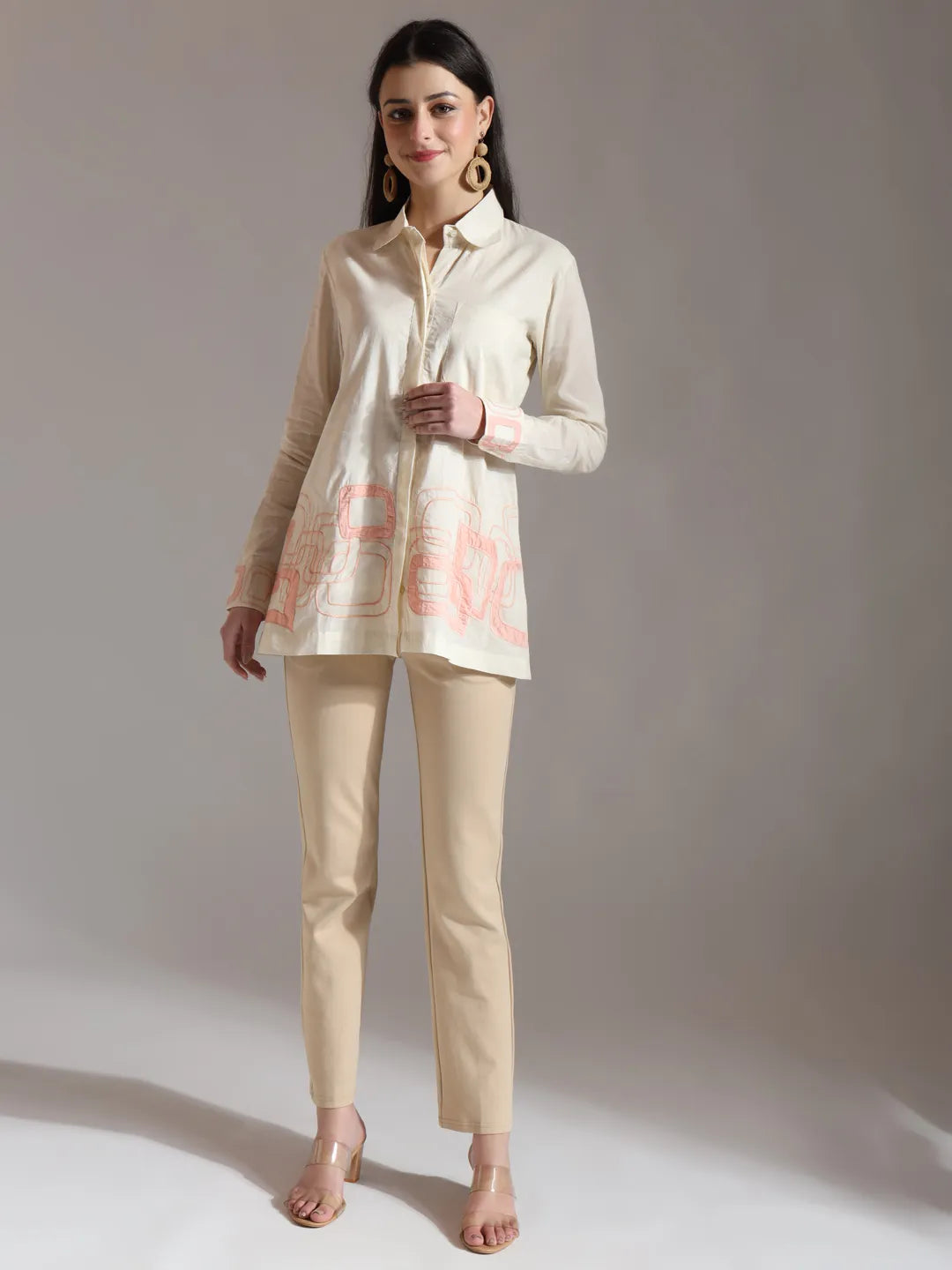 Yufta White Pure Cotton Top With Embroidery With Lining