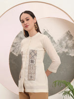 Thumbnail for Yufta White Pure Cotton Top With Embroidery