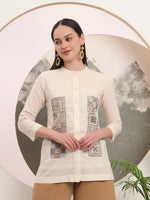 Thumbnail for Yufta White Pure Cotton Top With Embroidery