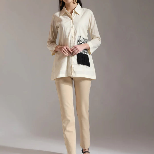 Yufta White Pure Cotton Top With Exquisite Embroidery - Distacart