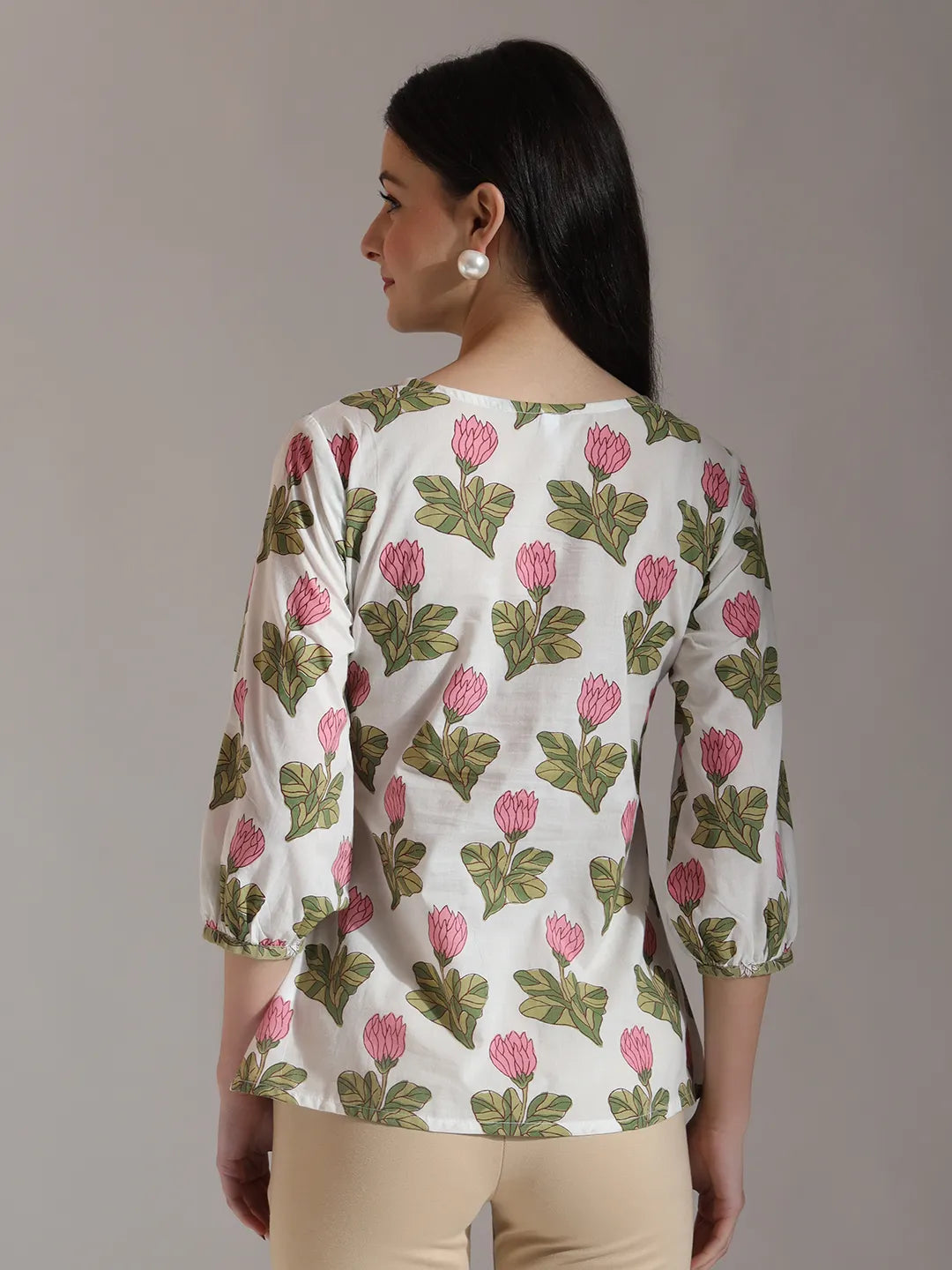 Yufta White Pure Cotton Top With Lace Detailings