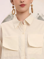 Thumbnail for Yufta White Pure Cotton Top With Patch Work
