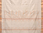 Thumbnail for White Uppada Cotton Handloom Saree with Mango Design Pallu - Global Threads - Distacart