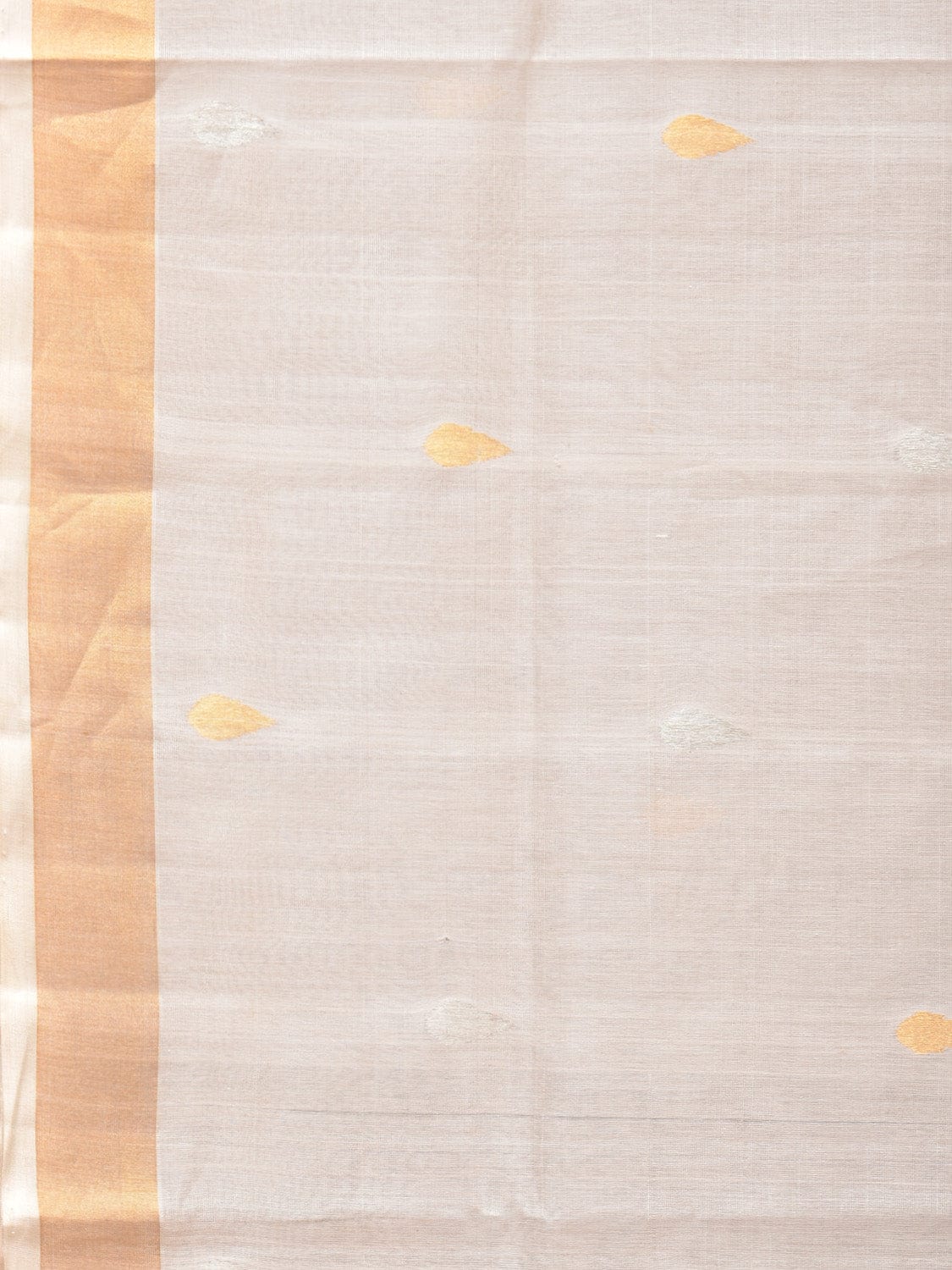 White Uppada Cotton Silk Handloom Saree with Hamsa Pallu Design - Global Threads - Distacart