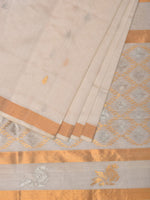 Thumbnail for White Uppada Cotton Silk Handloom Saree with Hamsa Pallu Design - Global Threads - Distacart