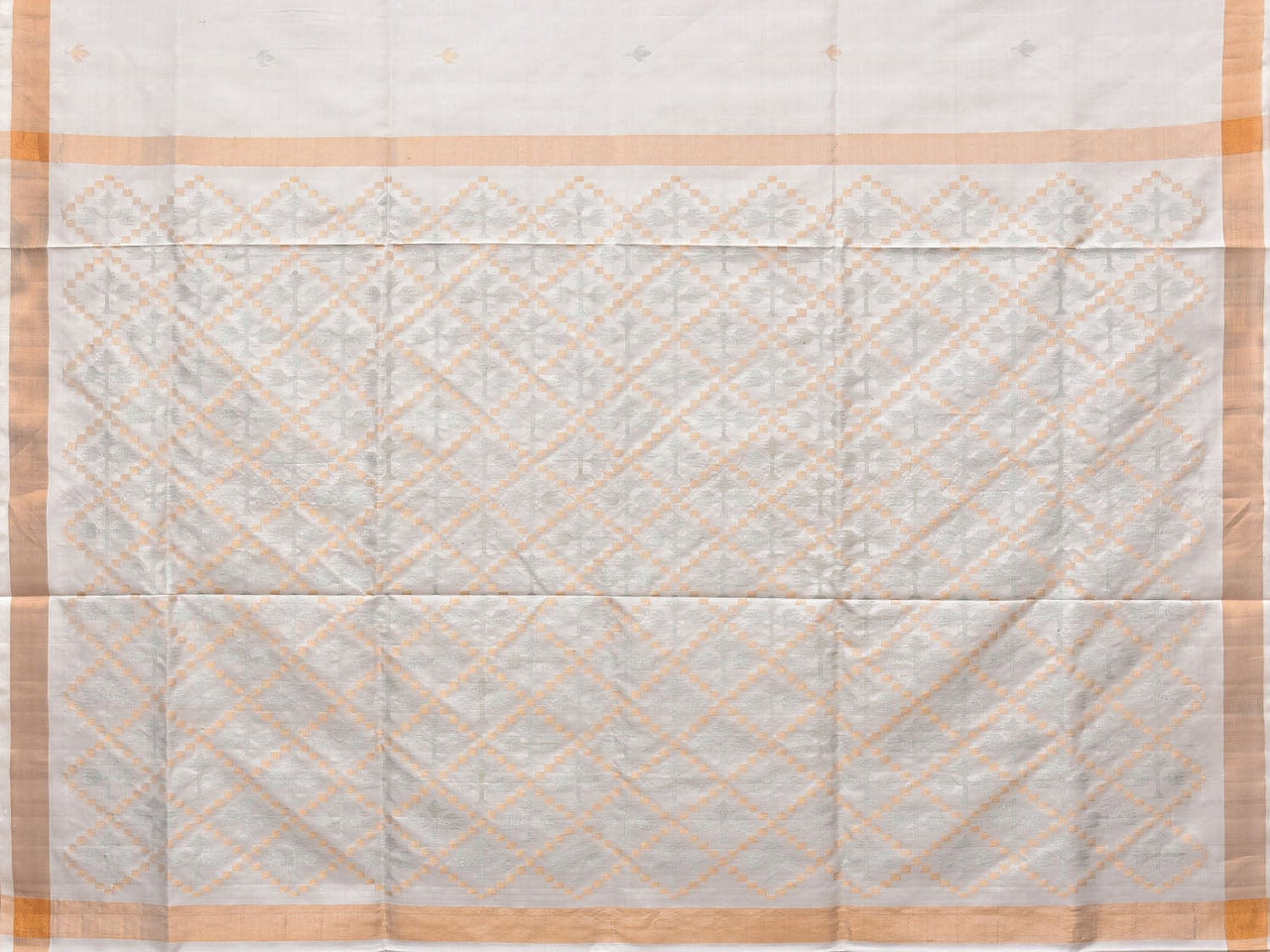White Uppada Silk Handloom Saree with Jamdani Pallu Design - Global Threads - Distacart