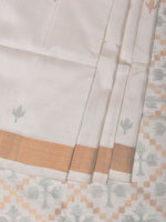 Thumbnail for White Uppada Silk Handloom Saree with Jamdani Pallu Design - Global Threads - Distacart